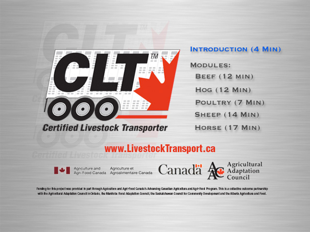 Canadian Livestock Transport Training Video (5 videos: DVD and Video Footage/Production)
